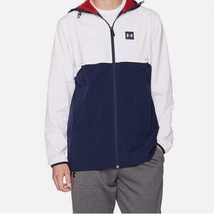 Under Armour Red, White & Blue Loose Fishtail Jacket ~ Medium